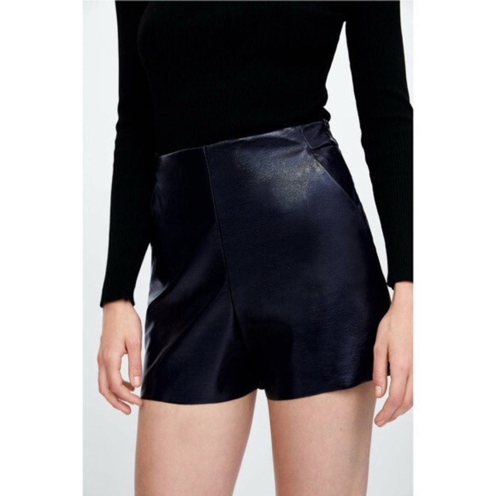 Zara Navy Patent Leather Shorts